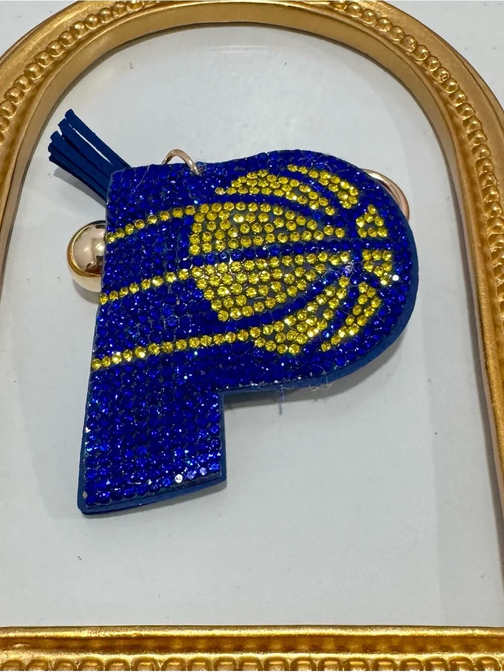 New Crystal Pacers  Keychain Charm in Blue & Yellow